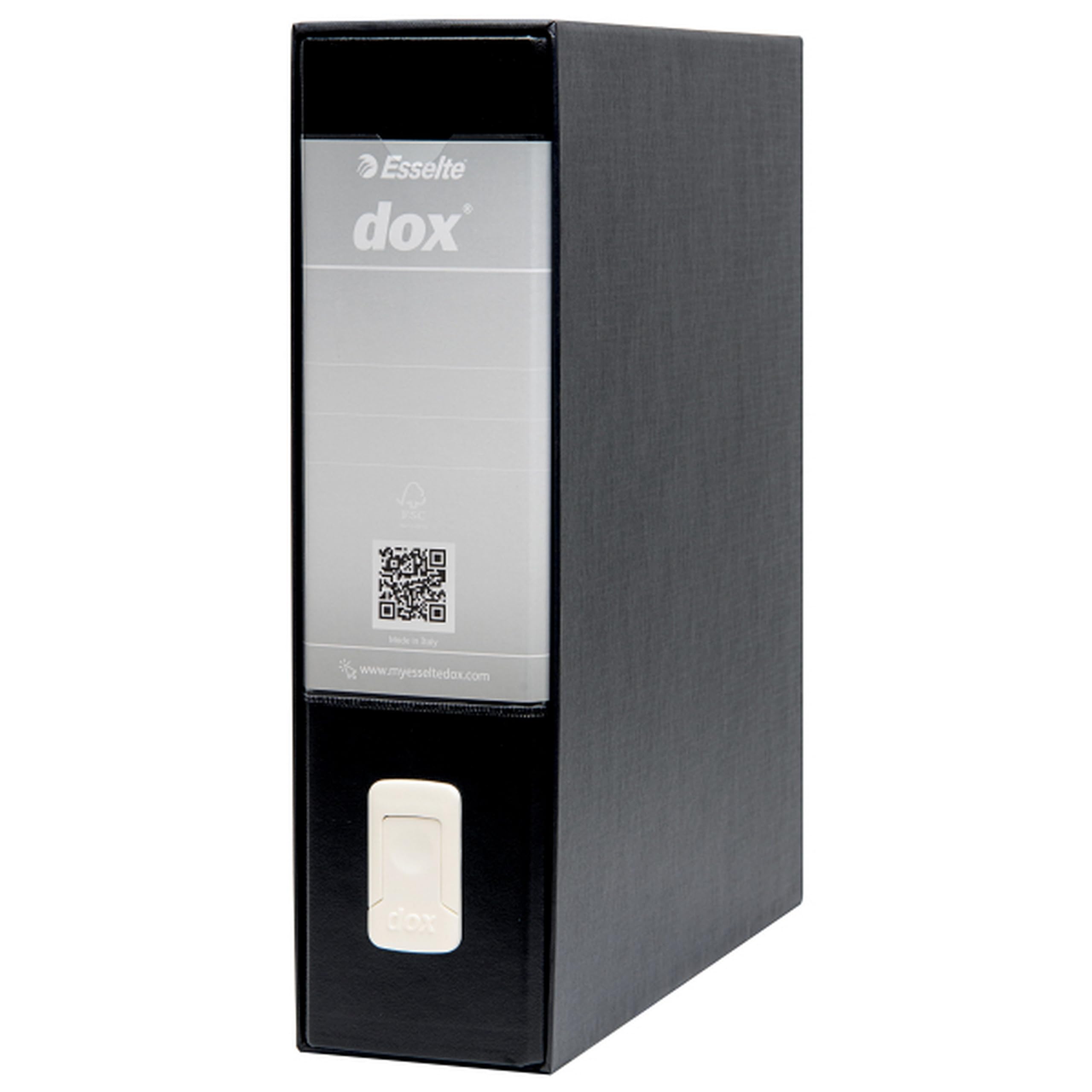 Esselte DOX 1 - 6 Registratori con custodia A4 e meccanismo a leva, Raccoglitori con leva formato Commerciale (23x30cm) con Dorso da 8 cm, Nero, 85 x 315 x 288 mm, Conf.da 6 pezzi, D26110