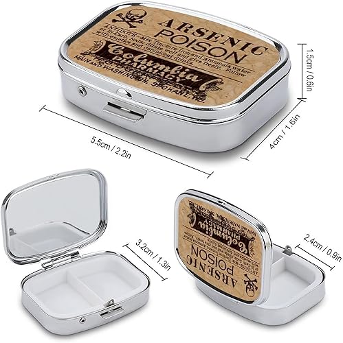 Miniatura 2 de Pastillero de metal con 2 compartimentos, portátil, compacto, pastillero, lindo pastillero, para billeteras de bolsillo, para uso diario, portátil,