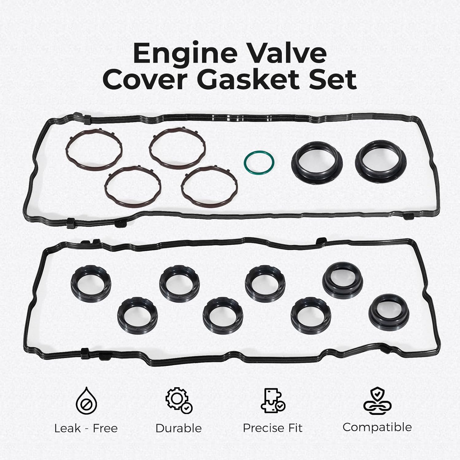 Engine Valve Cover Gasket Set Compatible with Chrysler Jeep Ram Dodge Vehicles, Pacifica, Voyager, Durango, Grand Cherokee, Wrangler, ProMaster 1500/2500/3500 3.6L 24V, Replaces VS50919, VC1184G