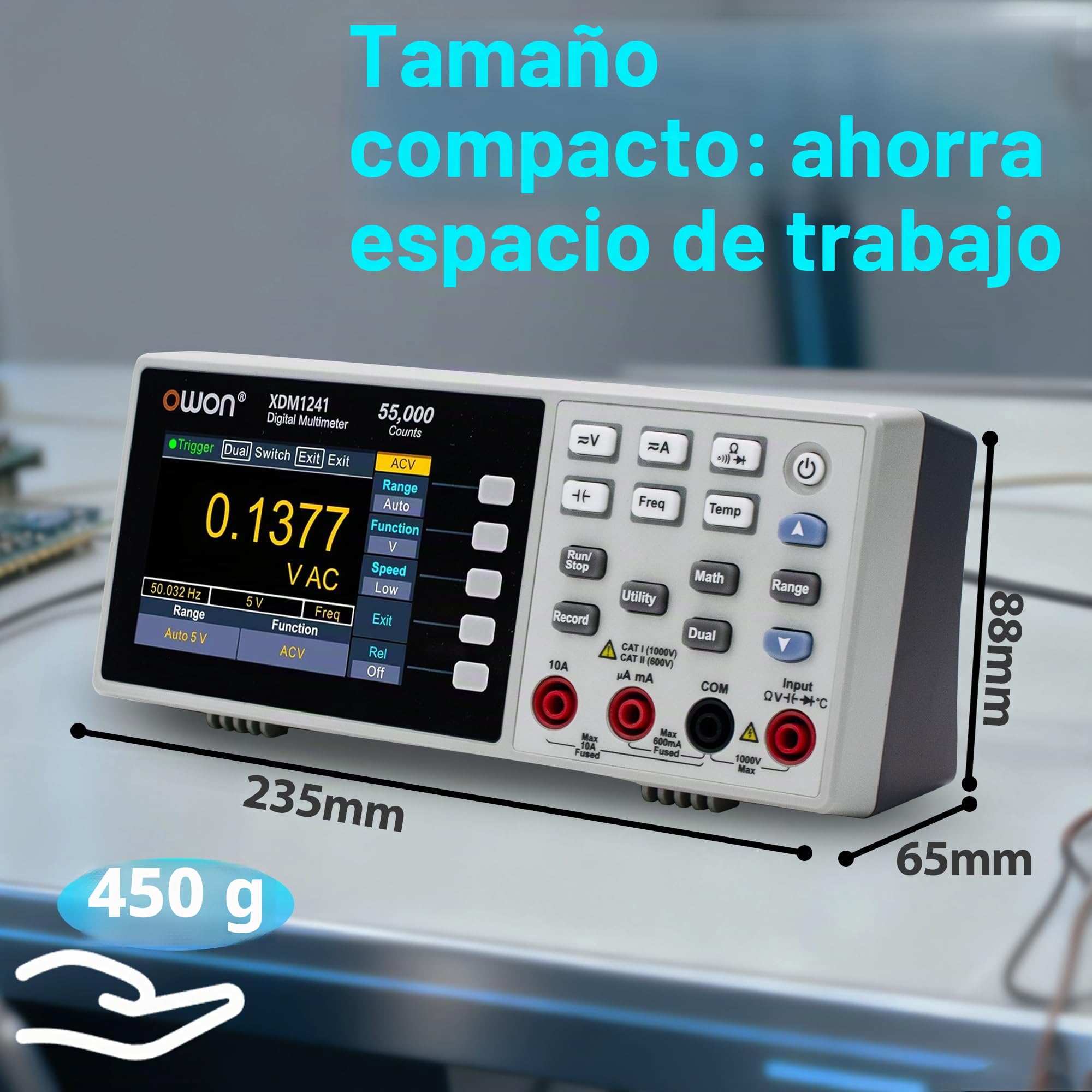 XDM1241 OWON Multímetro portátil Benchtop Multímetro ligero ultraplano Multímetro Medición de valor real Ancho de banda hasta 20 Hz-1kHz