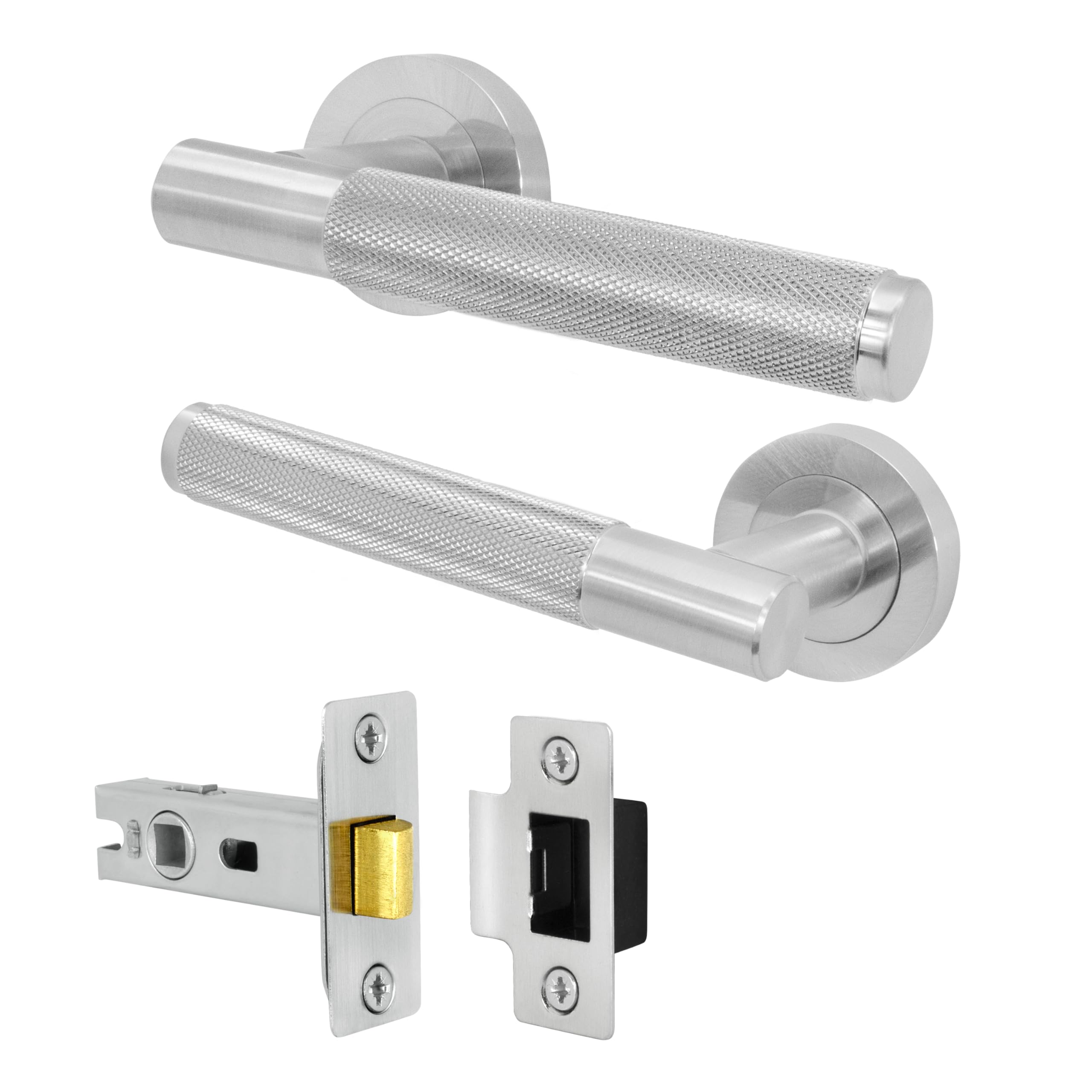 Eai Satin Nickel Satin Door Handle And Latch Set, Internal Door Handle With 64Mm Latch, Varri Range 1 Pack