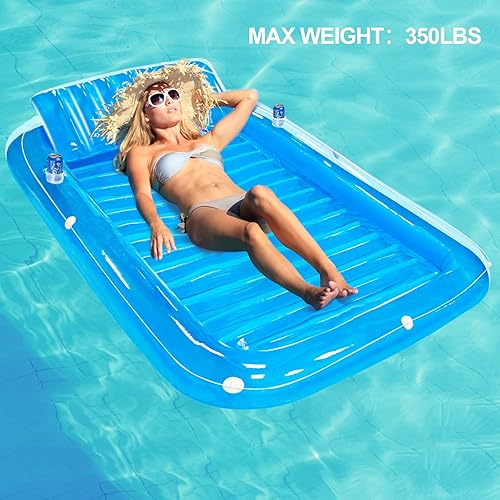 Miniatura 6 de EAONE Flotador inflable para piscina 87 x 60 pulgadas flotadores de piscina extra grandes barco de tamaño adulto piscina bronceada balsa bañera de