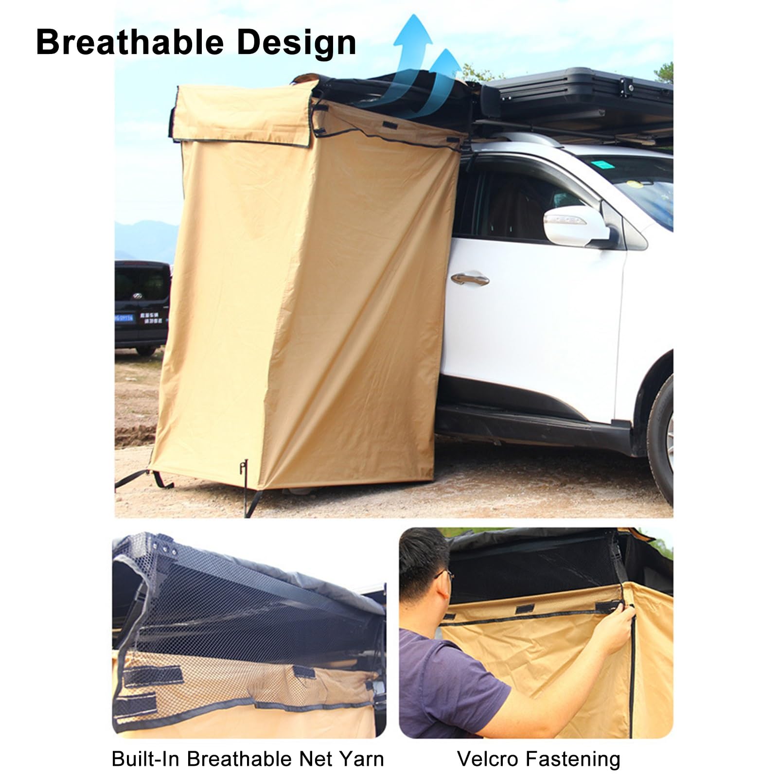 Tragbares Duschzelt Camping fürs Auto, Markisenduschzelt mit Dach und Bodenmatte, Wasserdichter Tragbarer Sichtschutz, Toilettenzelt, Umkleidekabine Mobil
