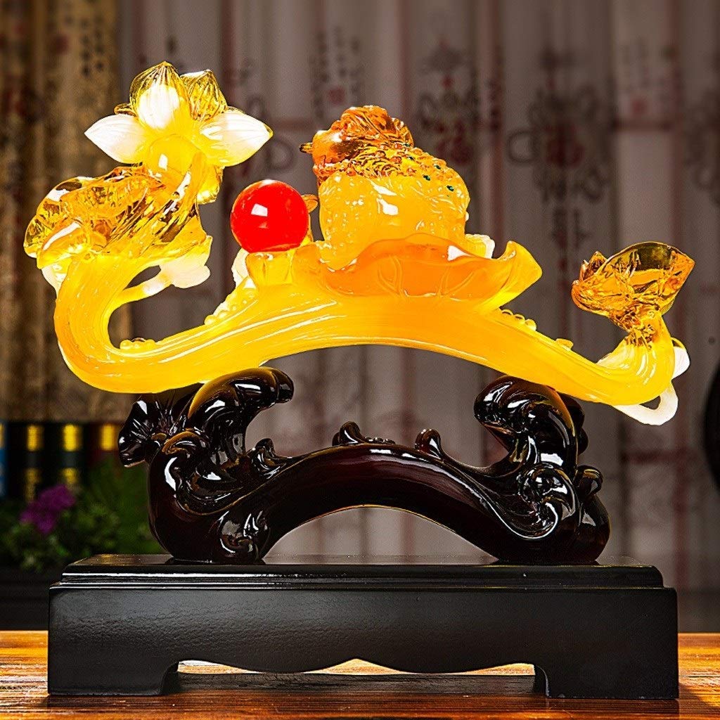 Feng Shui Ornements Jaune Couleur Ruyi Statue, Charme Chinois De La Prospérité Décoration De La Maison, Décor Bénédiction Cadeau
