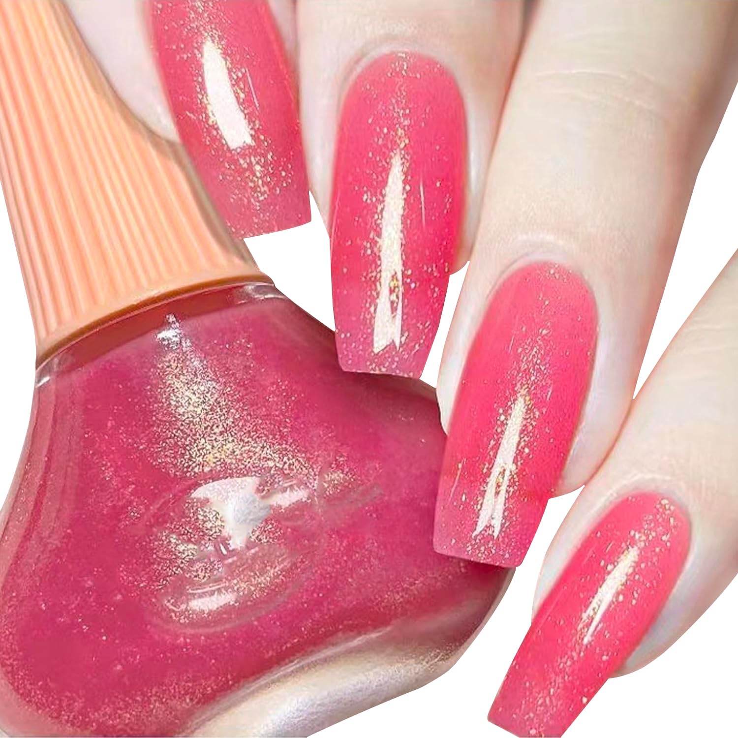 COSMOO Hot Pink Nail Polish Peach Pink Shimmer 0 5 Fl Oz Pack of 1