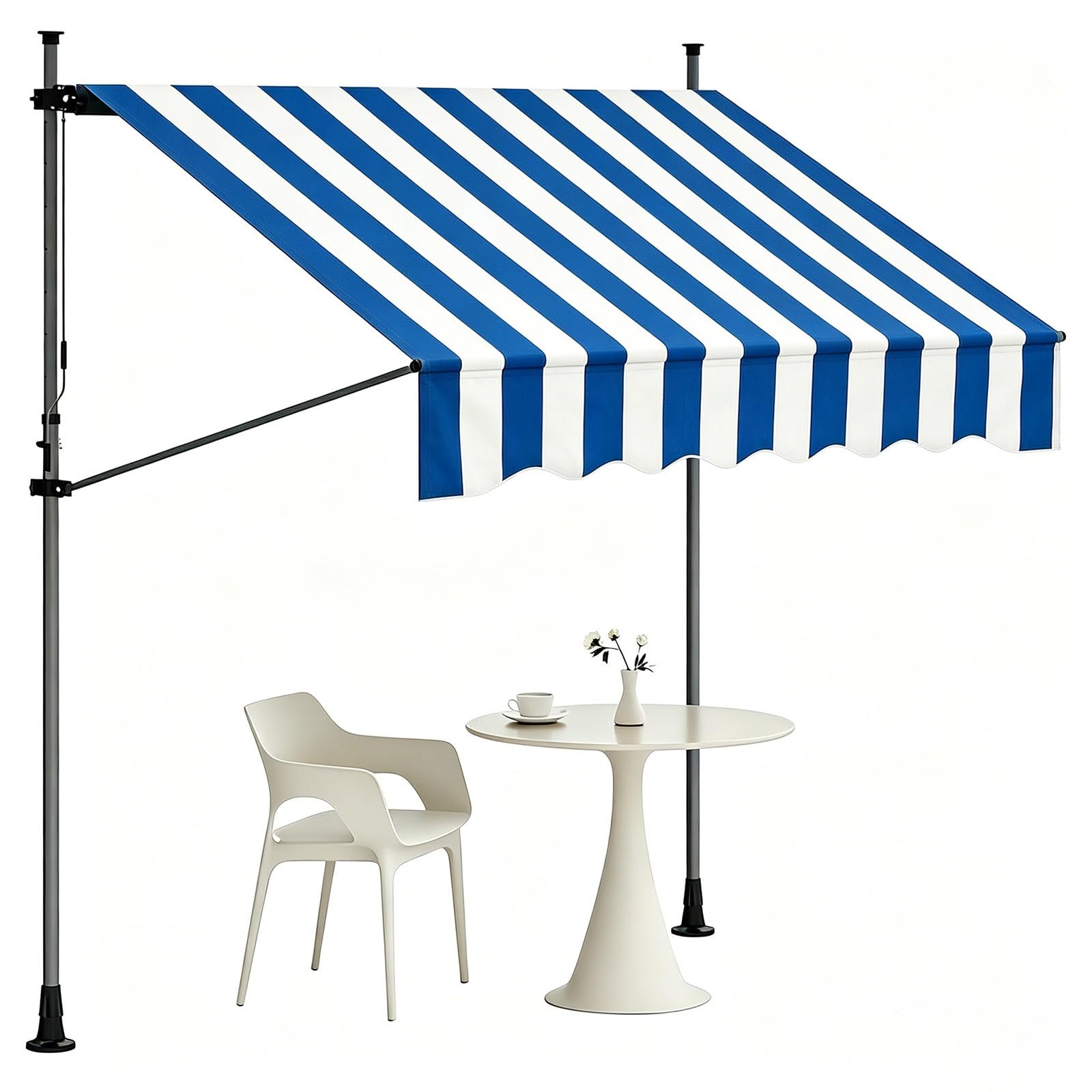 Toldo retráctil manual de 4m sin taladrar con altura ajustable para terrazas y patios grandes