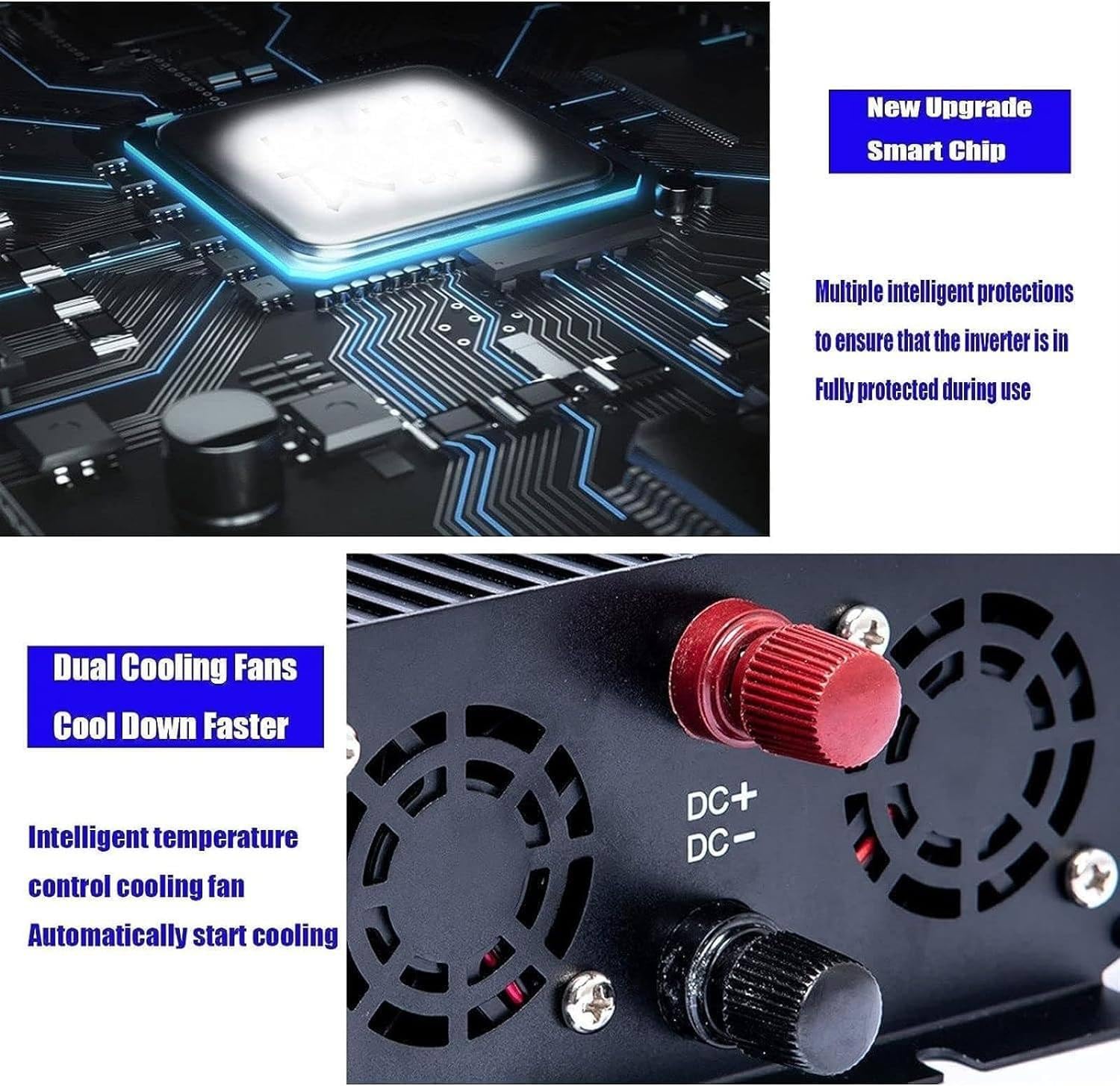 Inverter Onda Sinusoidale Pura 3000W 4000W 5000W 5500W 6000W DC 12V 24V 48V 60V a AC 220/230V Onda Pura Convertitore con Display LED Protezione per Camper, Camion, Auto,6000W-60Vto220V