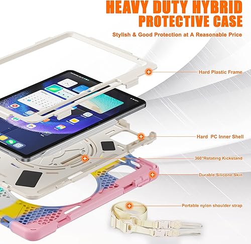 Miniatura 7 de Funda para Xiaomi Mi Pad 6Mi Pad 6 Pro, funda resistente a prueba de golpes de 11 pulgadas, soporte giratorio 360, correa de mano, correa de hombro,