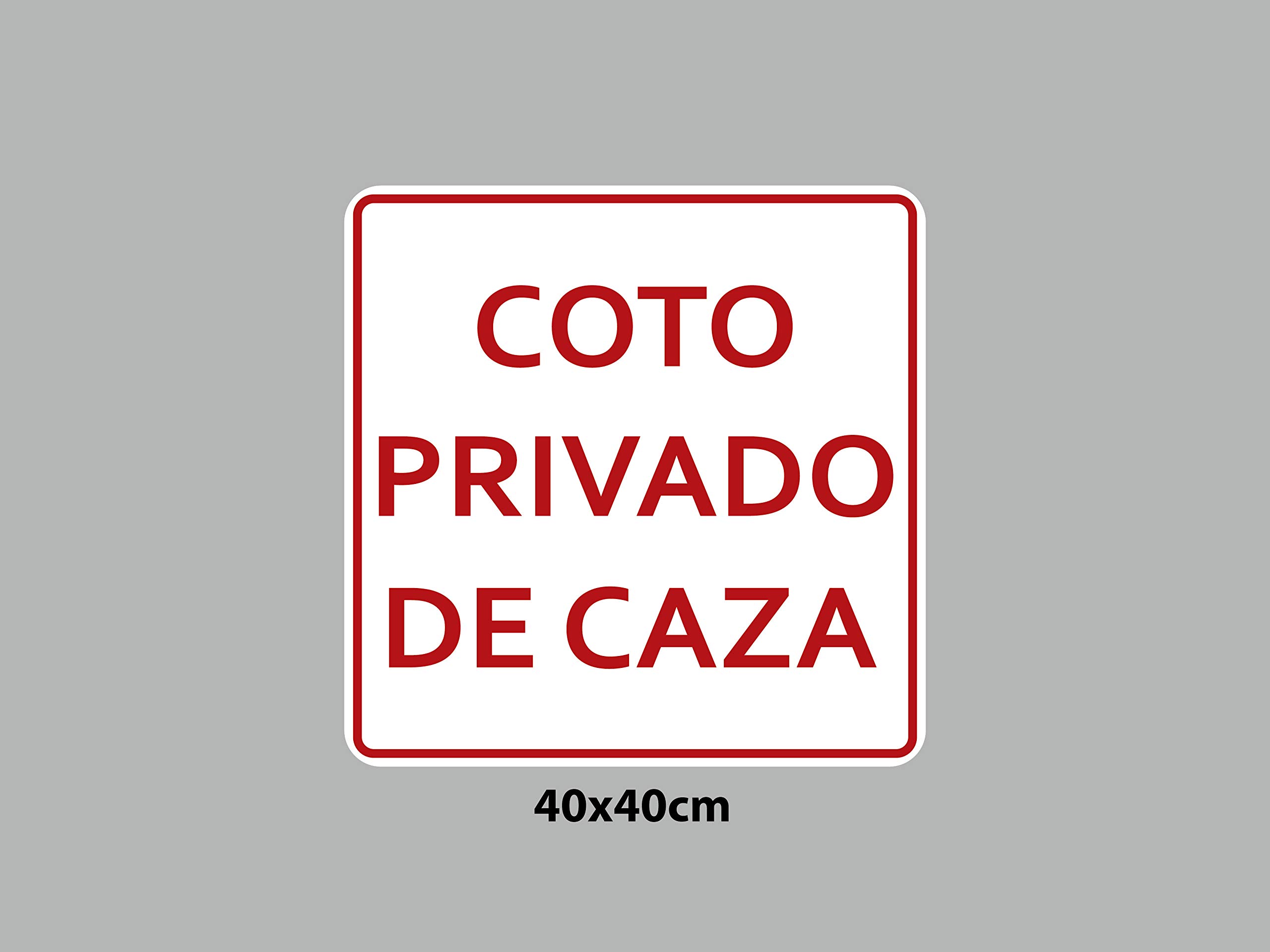 Oedim Pack 10 Señal de Coto Privado de Caza Rojo | 40x40cm | Finca Privada, Coto Privado, Caza Rojo Activa | Señaletica en Material Aluminio Blanco Resistente de 3mm | Duradera y Económica