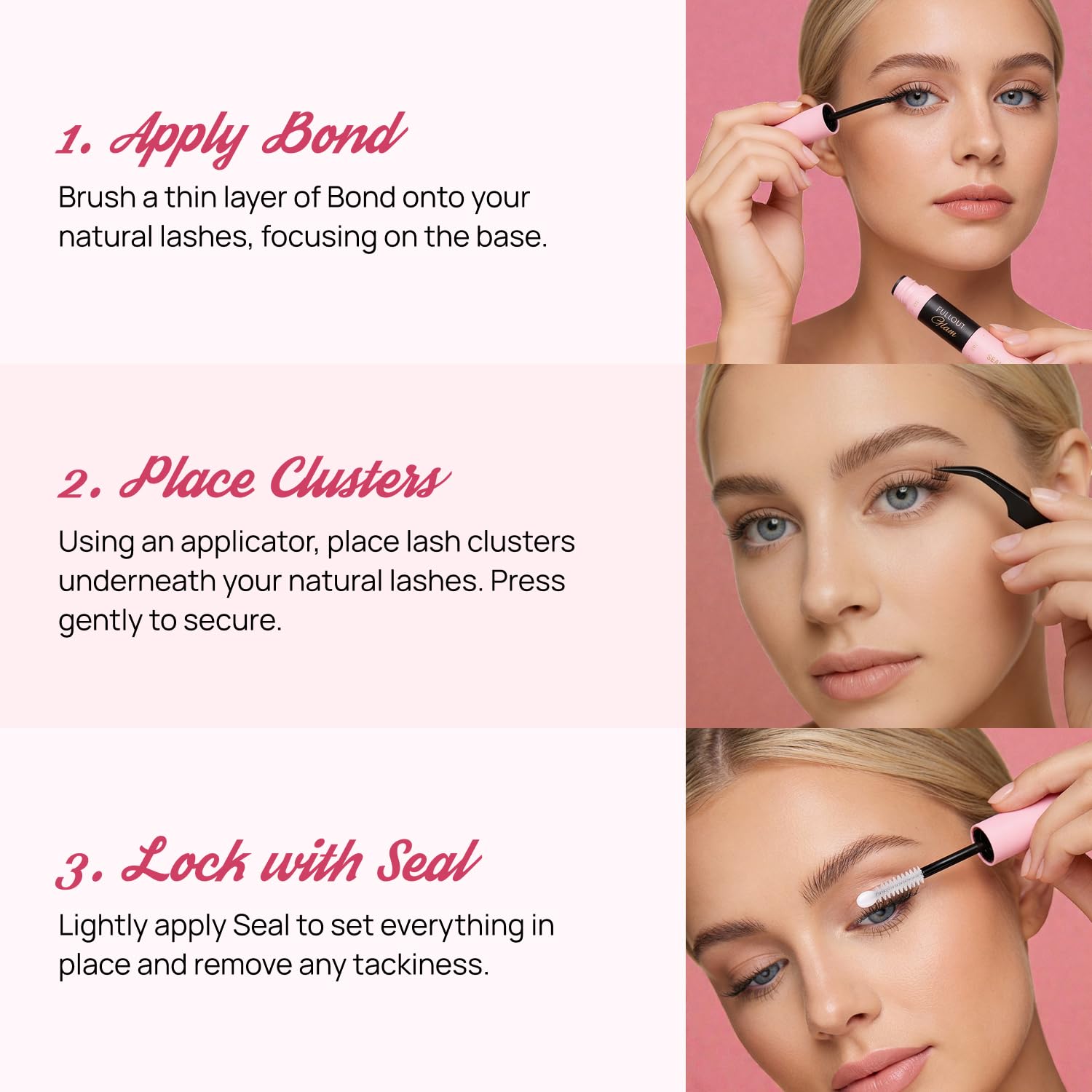 Full Out Glam Icon Lash Clusters DIY Eyelash Extension Kit | Wispy Natural Individual Lashes Clusters with Glue | Long-Lasting Cluster Lashes | 8-14MM False Eyelashes Extensions Set