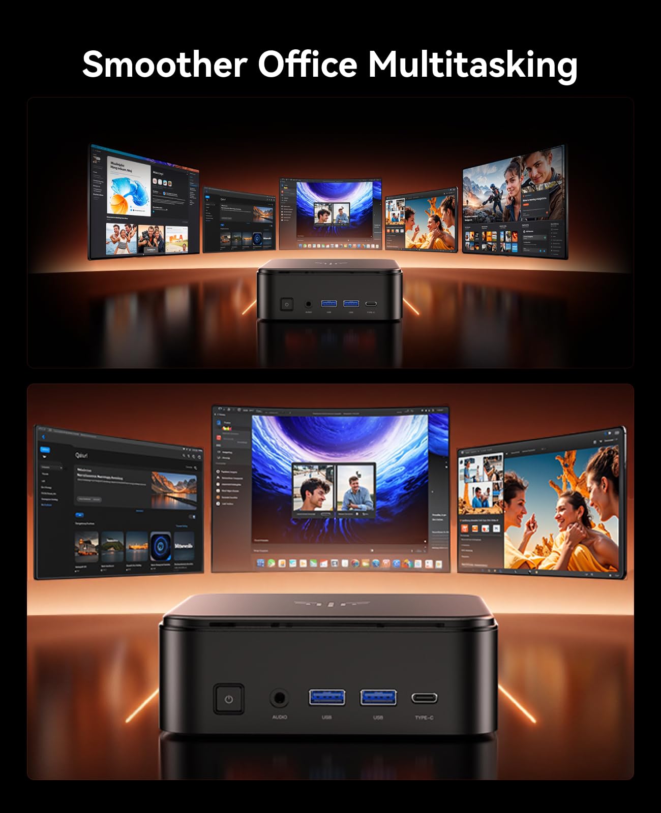 NiPoGi E3B Mini PC AMD Ryzen 7 7730U bis zu 4,5 GHz, 16GB LPDDR4 512GB SSD | AMD Radeon Graphics Mini Desktop PC für Büro, Home Office, Business, Multimedia, Reisen WiFi 6 Bluetooth 5.2 USB 3.2