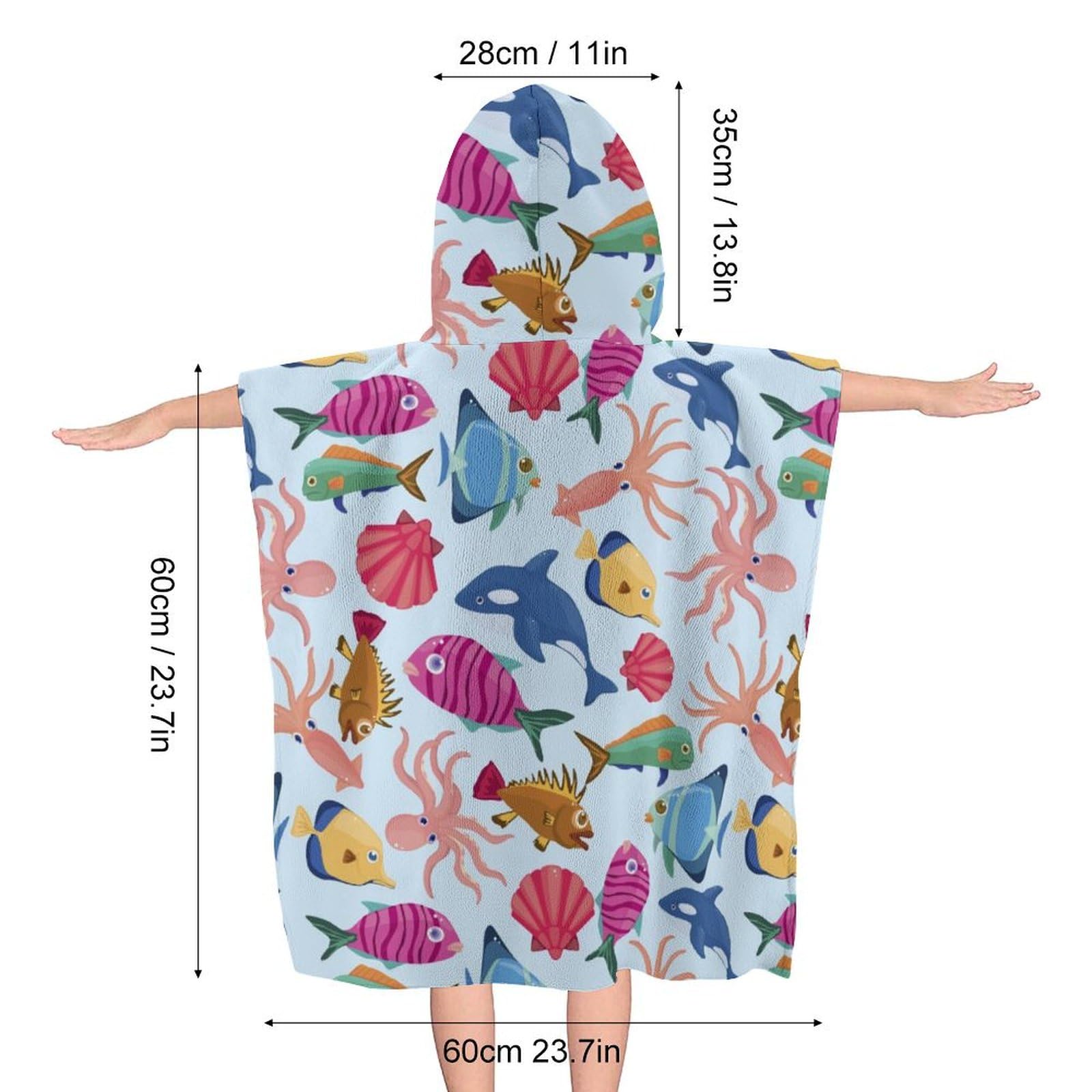 Amazon.co.jp: フード付きバスタオル 魚柄 バスタオル ラップ