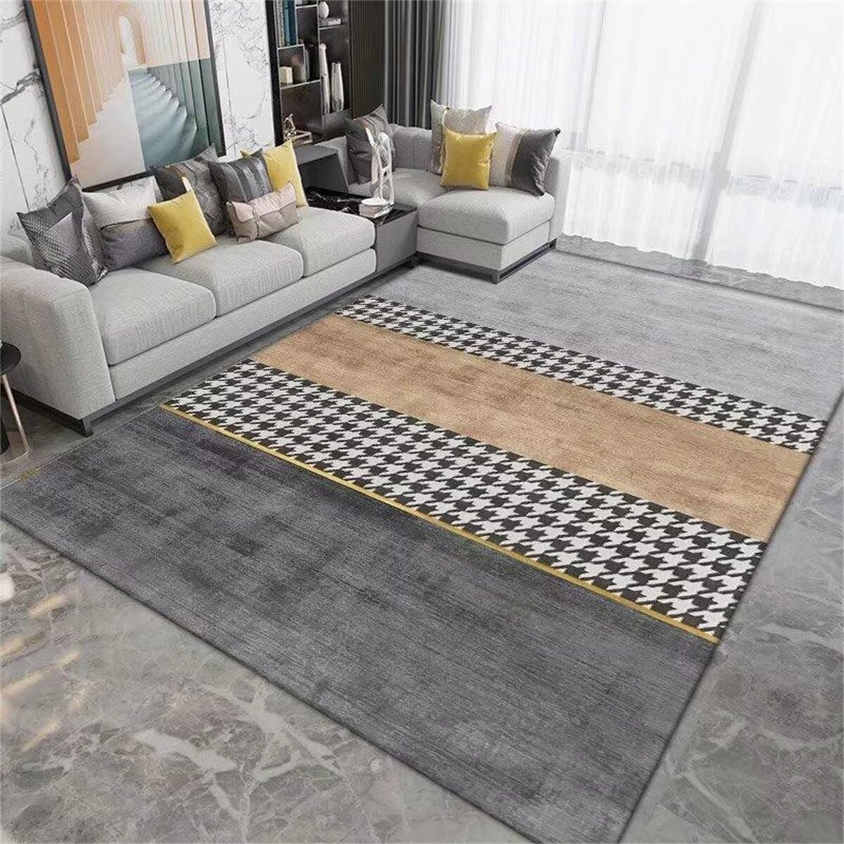 Tapis de salon gris 160x200 cm lavable déco chambre parentale