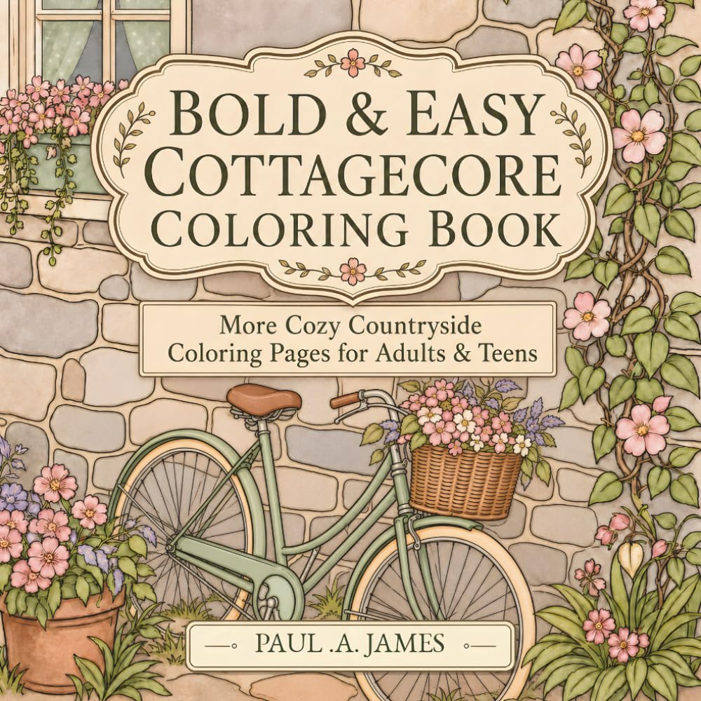 BOLD & EASY COTTAGECORE COLORING BOOK: MORE COZY COUNTRYSIDE COLORING PAGES FOR ADULTS & TEENS (BOLD & EASY COTTAGECORE COLORING COLLECTION)