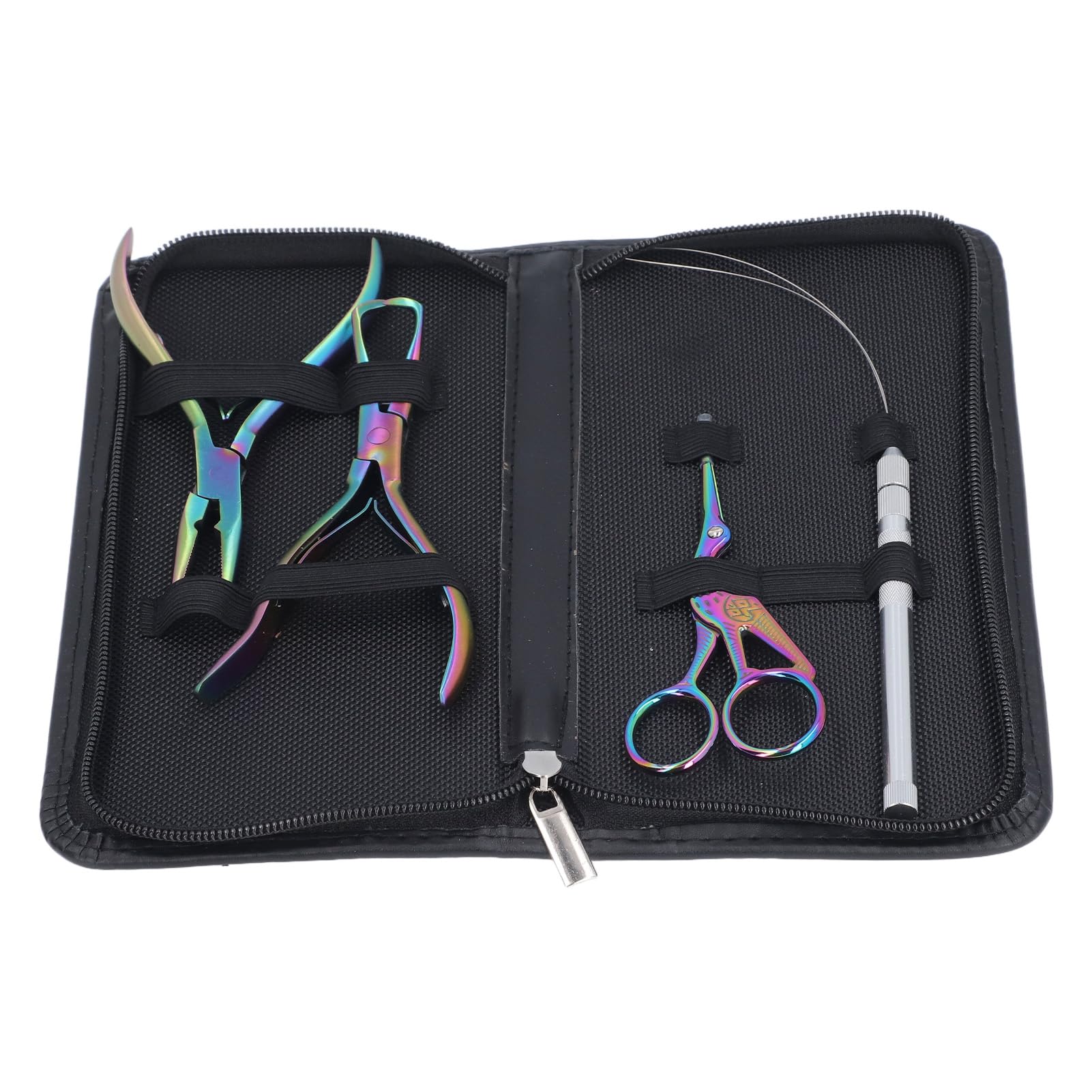 Juego de Herramientas de Extensión de Cabello para Uso Profesional, Kit de Microenlace Duradero con Alicates, Gancho para Cuentas y Tijeras, 4 Piezas (Vistoso)