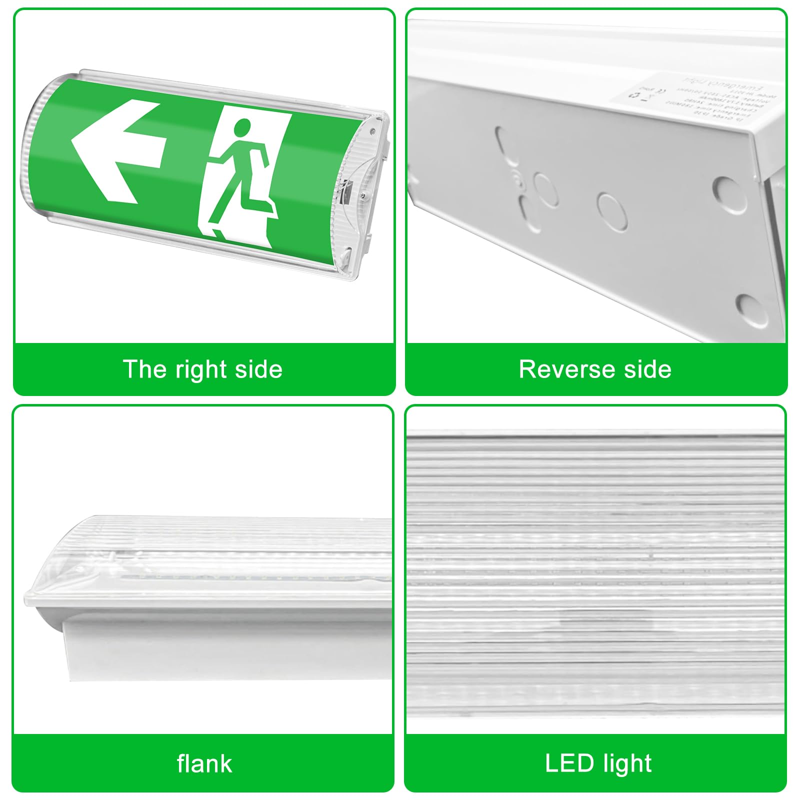 Éclairage d'urgence à LED, éclairage d'urgence avec batterie de rechange jusqu'à 3 heures, lumière de sortie de secours avec interrupteur étanche, 100 perles de lampe, lampe d'urgence étanche pour
