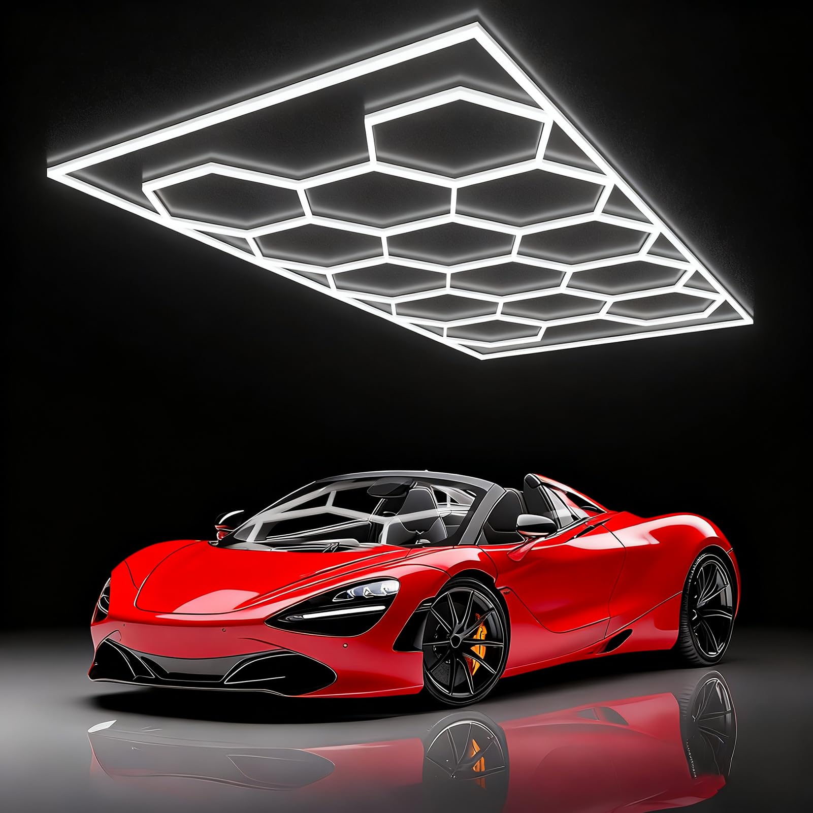 Panel LED Hexagonal Nido de Abeja, 86400 LM 720W Plafón para Taller, Lavado de Auto y Gimnasio | Luz Blanca 6500K, IP54,K