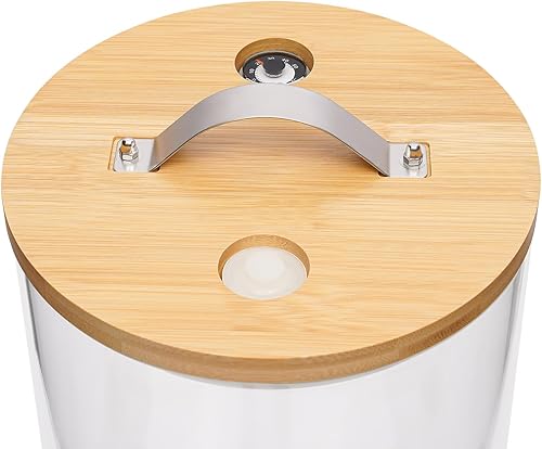 Miniatura 4 de PIOJNYEN Dispensador de arroz, recipientes de almacenamiento de alimentos, recipiente de grano de vidrio con tapas herméticas de bambú y soporte de