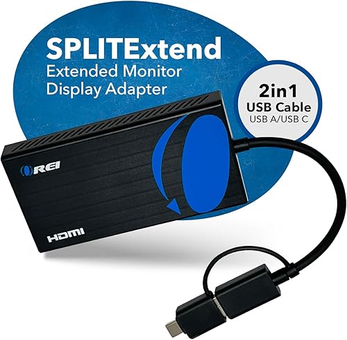 Miniatura 5 de OREI SplitExtend - Divisor HDMI extendido para monitor doble, pantalla de varios monitores, 3 pantallas separadas, adaptador USB A y USB-C a HDMI