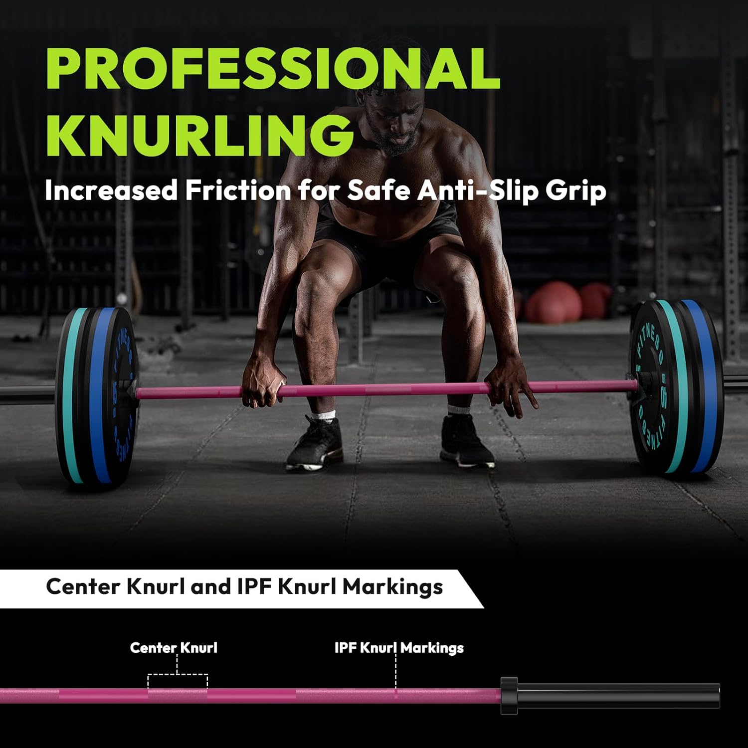 HANDBODE Olympic Barbell 6.5ft/7ft, 2 Inch Straight Womens Bars, 35lb/45lb Weight Bar for Strength Training, Hip Thrust, Bench Press, 1000 lb/1500 lb High-Capacity