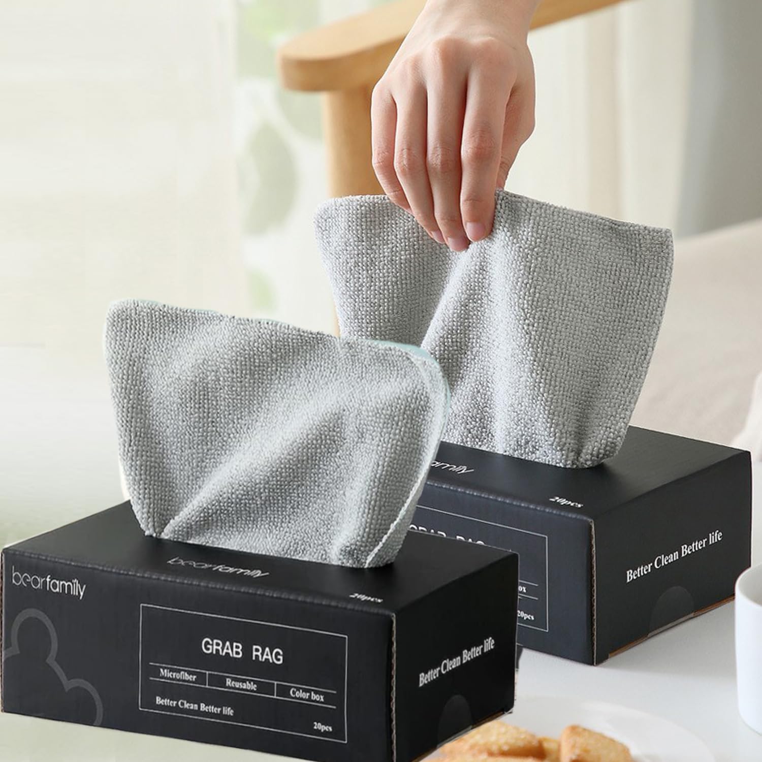 BAOLY 40 Pcs Microfiber Cleaning Cloth, Reusable Paper Towels Washable,Dish Cloths for Washing Dishes, Strong Water & Oil Absorption Cleaning Rags for Glass, Mirror, House, Kitchen, Car（(2 piece set)