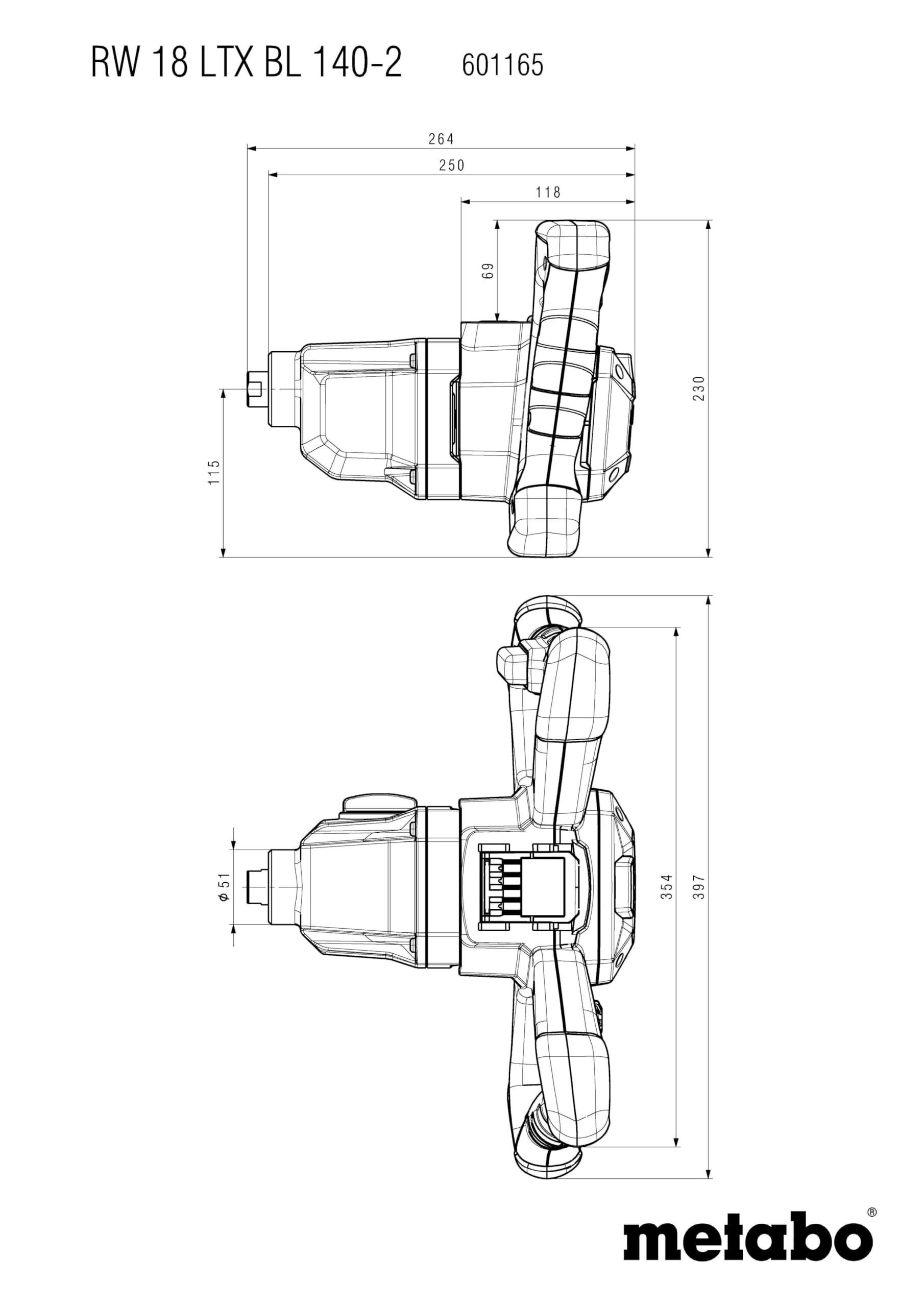 metabo RW 18 LTX BL 140-2 Mezclador de Mortero, Batidor 18V, Motor | Herramienta a batería para 50 L, rosca M14, SoftStart y SafetyStop. Incluye varilla RS-R3 140 mm sin batería ni cargador.
