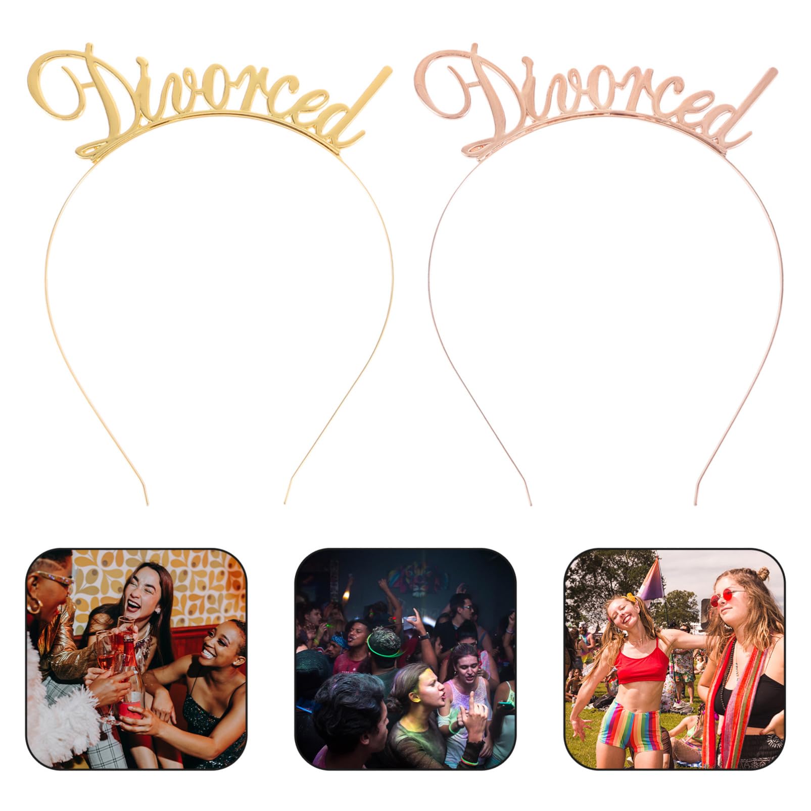 DEARMAMY Divorced Party Headband Letter Hair Hoop Gold Alloy Elastic Hair Band for Women Themed Celebration Accessories - Image 4