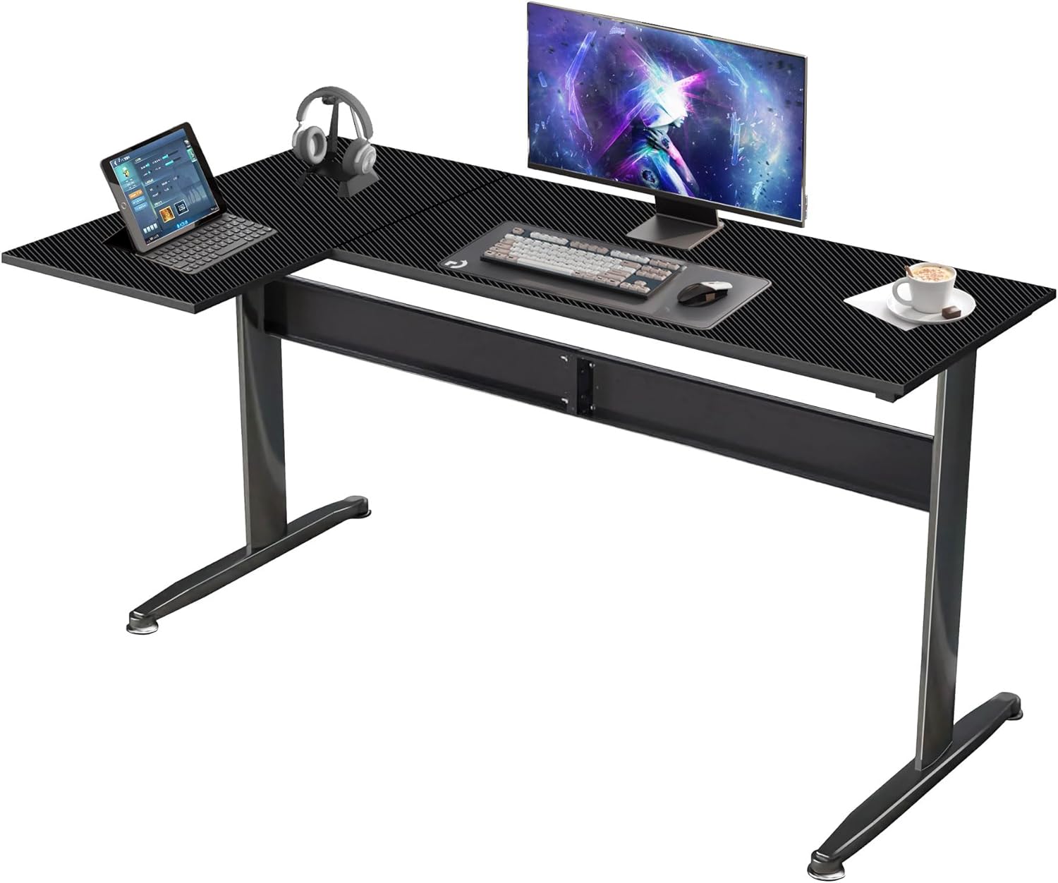 Wellynap 55" LShape Gaming Computer Desk, Modern Style LShaped
