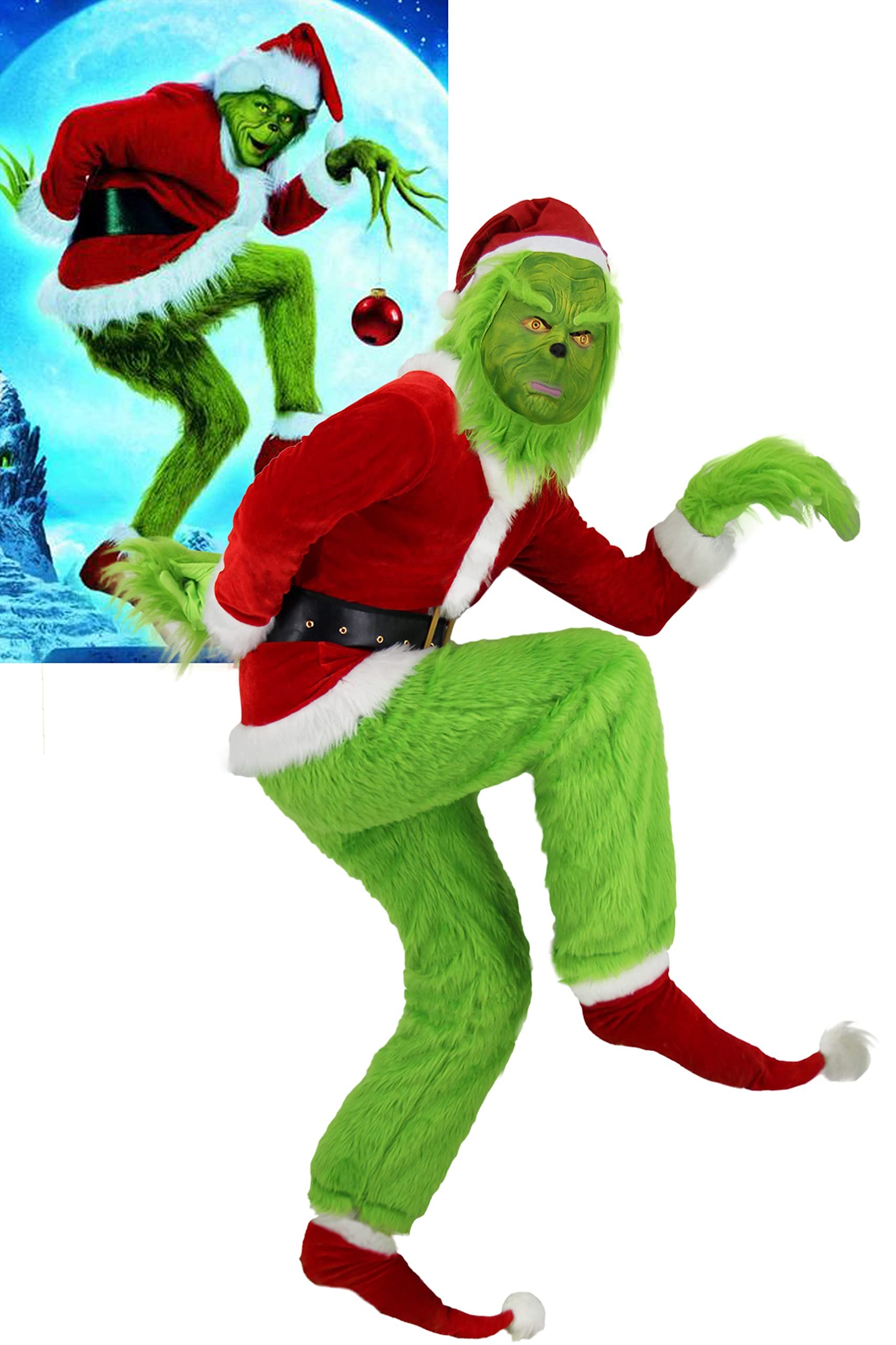 Buy Fover Grinch Costume 7Piece Green Large Monster Costume for Adults