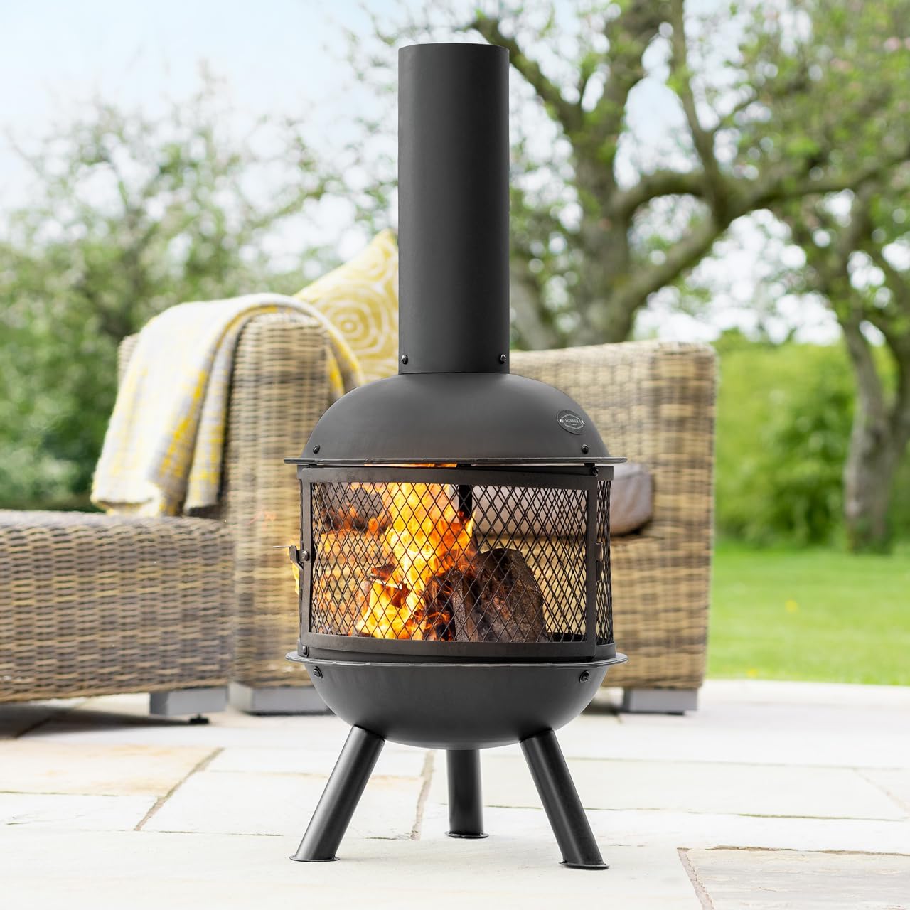 Harrier Steel Chiminea Fire Pits Small/Medium/Large Outdoor Log
