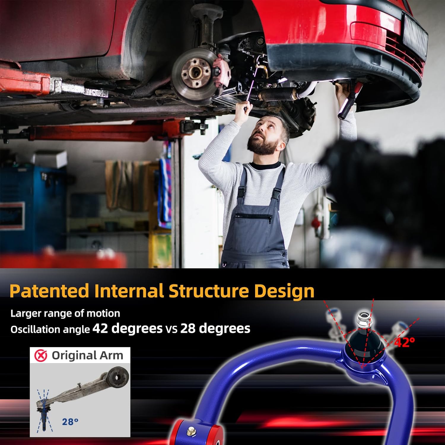2-4" Upper Control Arms Compatible with 2004-2024 Ford F150, UCA Tubular Suspension Kit with Ball Joints & Polyurethane Bushing, Adjustable Lift Alignment Solution (Purple)