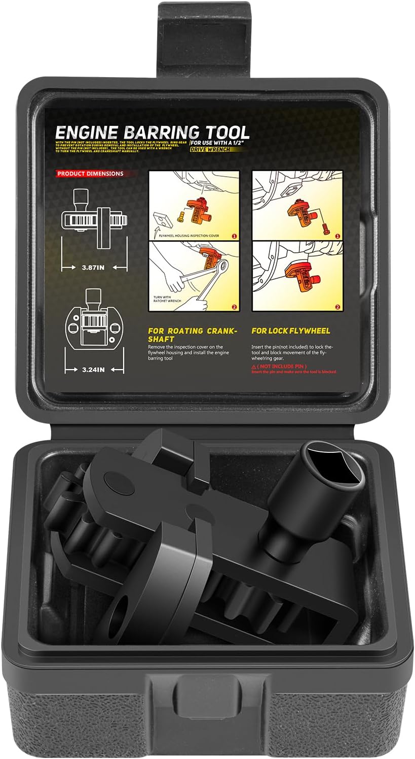 Camoo J-46392 Engine Barring Tool, Engine Turning Tool with Storage Box for Detroit Diesel DD13, DD15, DD16, MBE4000, MBE900 Alternative to J-46392 W904589046300 Flywheel Cranking Turning Tool