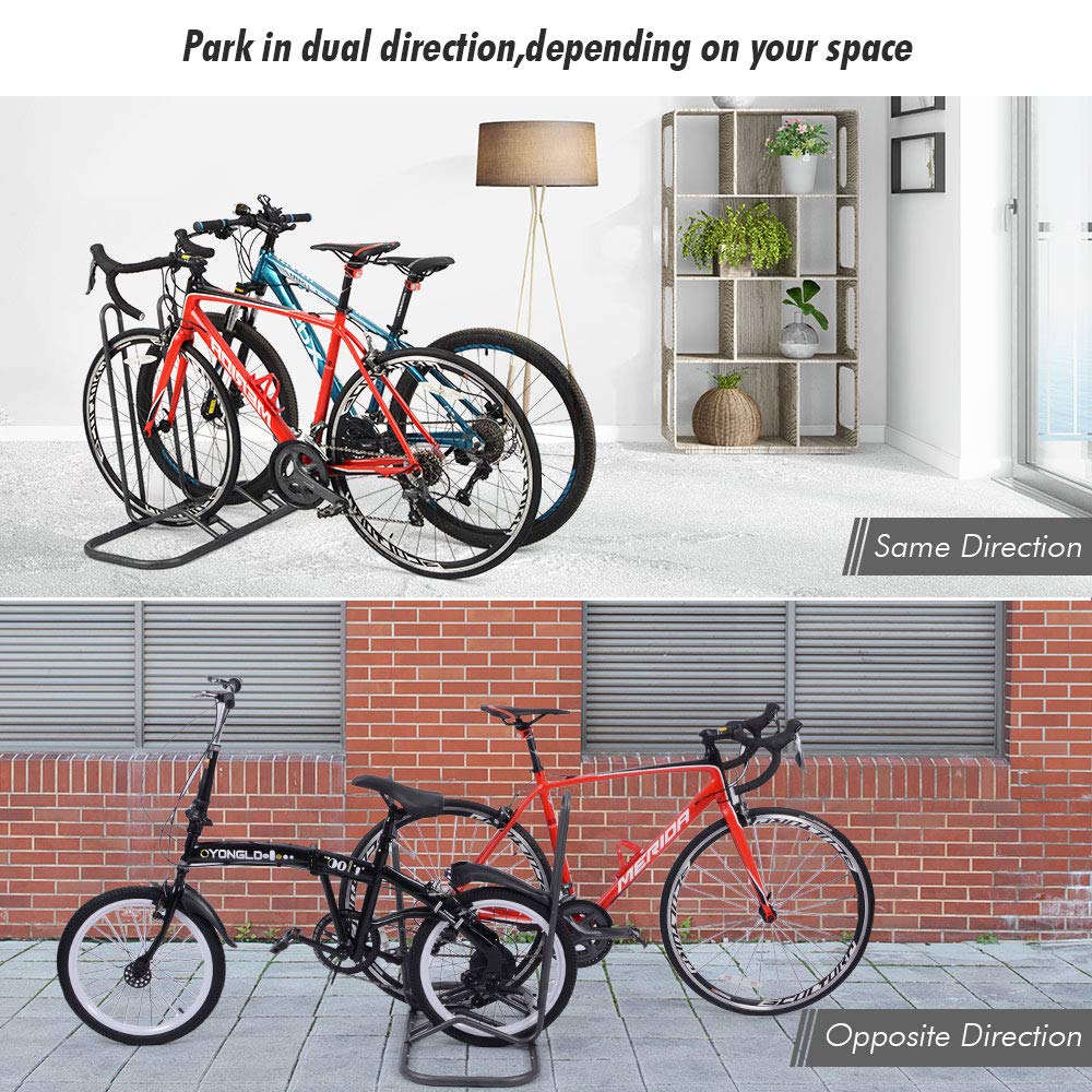 Bike Parking Stand, Bike Rack Bicycle Floor Parking Stand for 2 Bikes