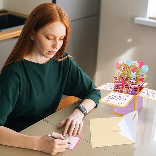 Vista 21 de CIEHER Tarjeta desplegable de cumpleaños número 17 para niñas, tarjeta de felicitación 3D de feliz cumpleaños de 17 años, regalos únicos