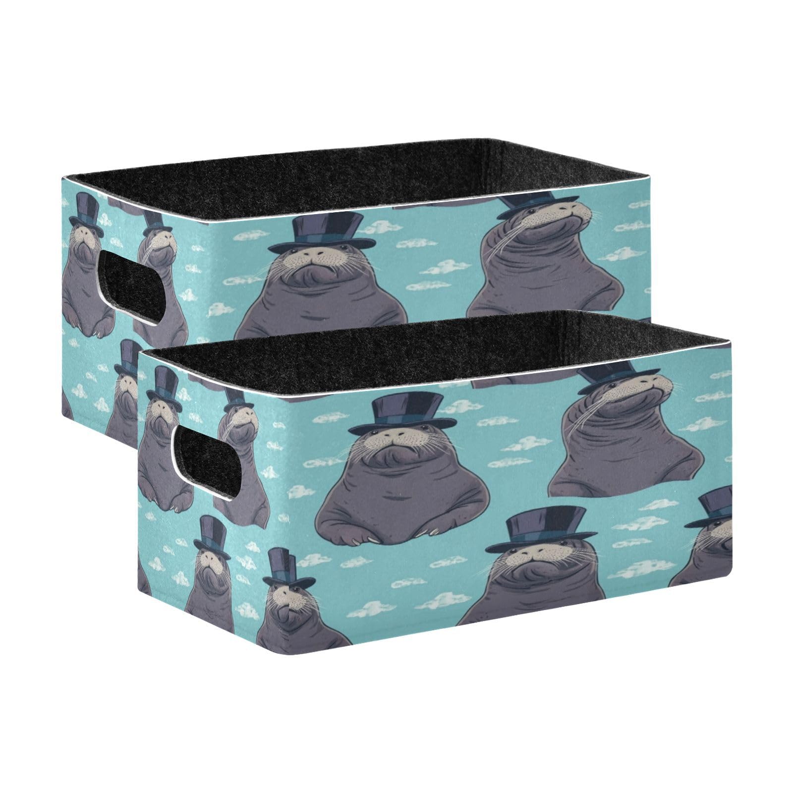 Panier de rangement pliant Kcldeci en lot de 2 bacs en tissu imprimé