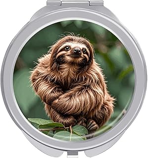 Espejo de maquillaje de viaje con perezoso ma...