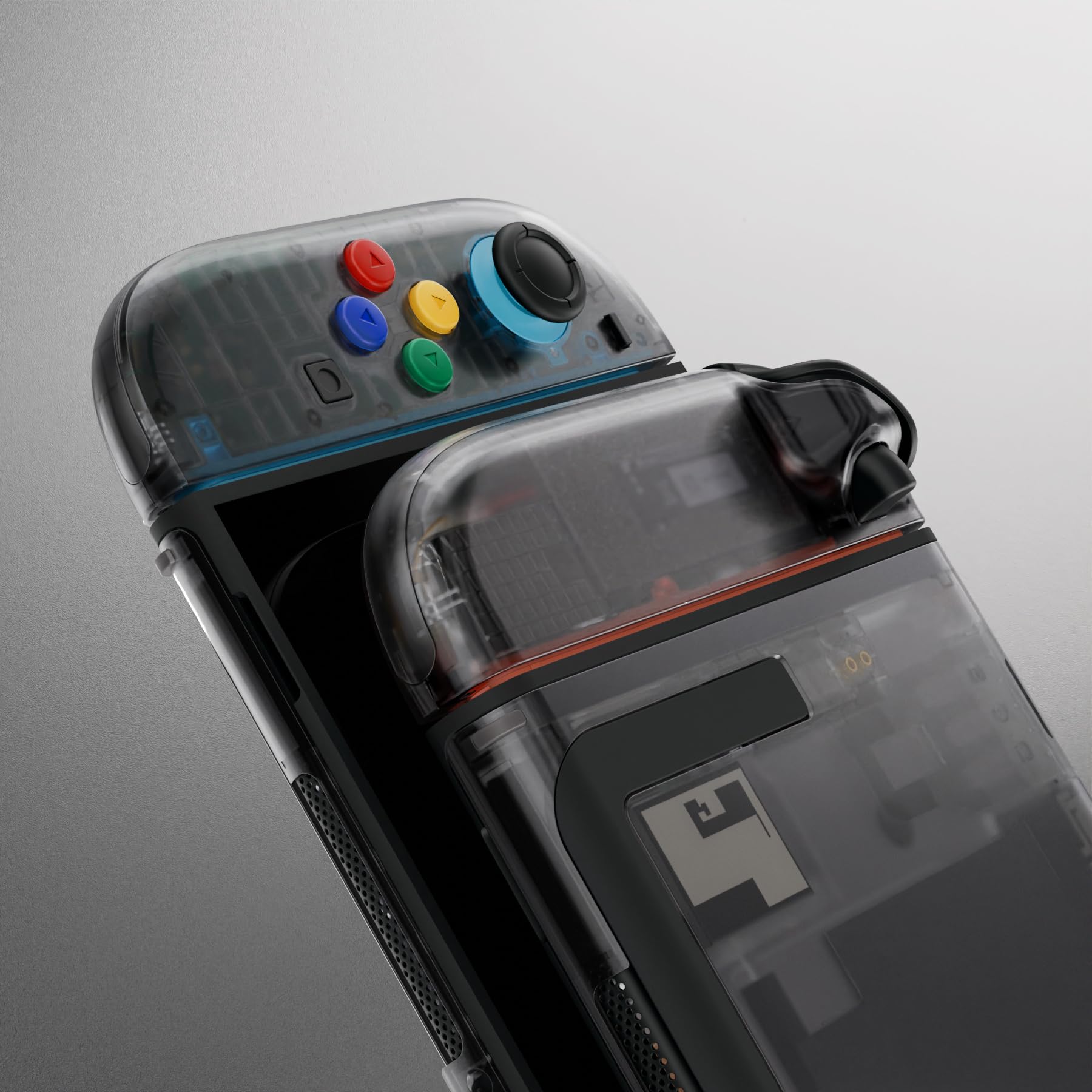 eXtremeRate DIY-Ersatz Shell Set für Nintendo Switch 2 Joycon/Console, Essence Version, Transparent Schwarz