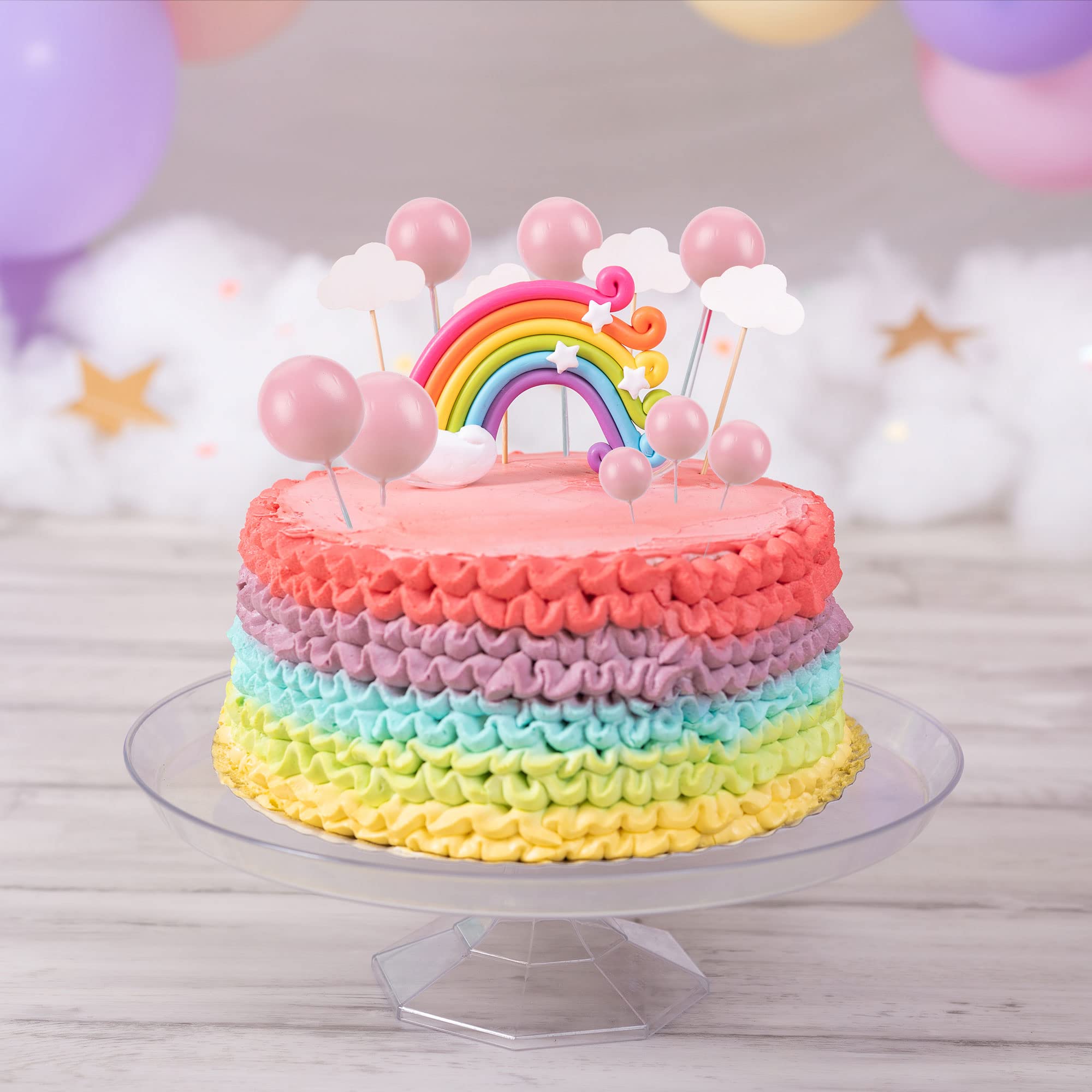 Topper per torta con palline colorate Toppers per cupcake bianco rosa Inserto per decorazione torta Ragazzo Ragazza Decorazioni per feste di compleanno Fornure per feste  15
