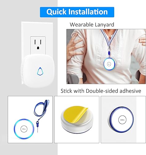 Miniatura 6 de Botón de llamada inalámbrico para el hogar, alerta de vida SOS para monitorear productos de asistencia para ancianos, botón de pánico de emergencia,