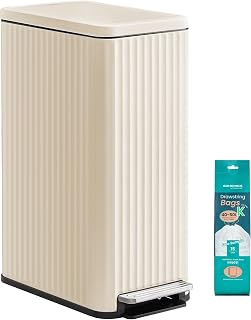 SONGMICS Trash Can, 13 Gallon (50 L) Slim, Stainless Steel, with Lid, Pedal