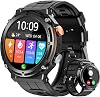 Military Smart Watches for Men, 5ATM Waterproof Rugged Smart Watch with Bluetooth Call AnswerDial Call, 1.39” HD IP68 Fitness Tracker Watch with 100 Sport Modes for AndroidiOS Phone
