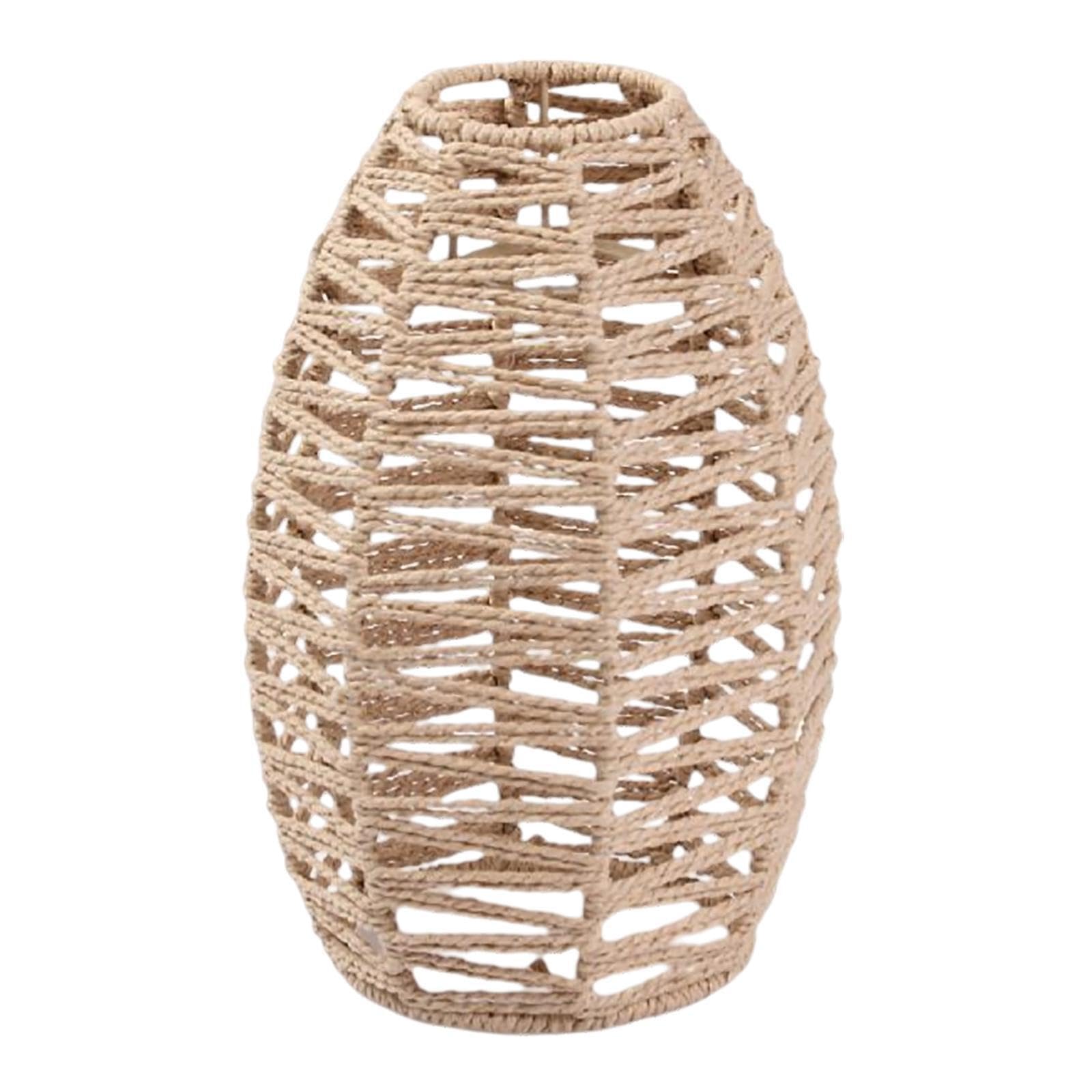 Zambuph Xh22-014 Beautiful Woven Rattan Pendant Lamp Shade For Sophisticated Kitchen Island Hotel Bedroom Style Light Vintage, 18X26x6.5cm