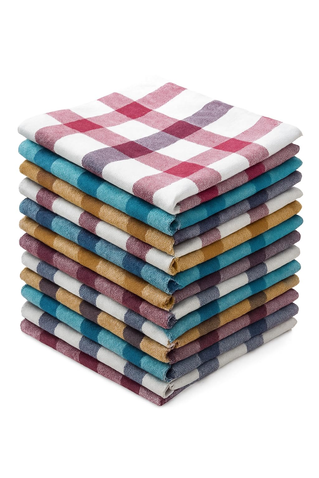 Space Fly Cotton Kitchen Napkins 20x20 Inches – Multicolor Checkered Cloth Set | Soft & Absorbent Roti Wrap, Table Napkin, Tea Towel, Duster for Kitchen Cleaning & Dining Use (8)