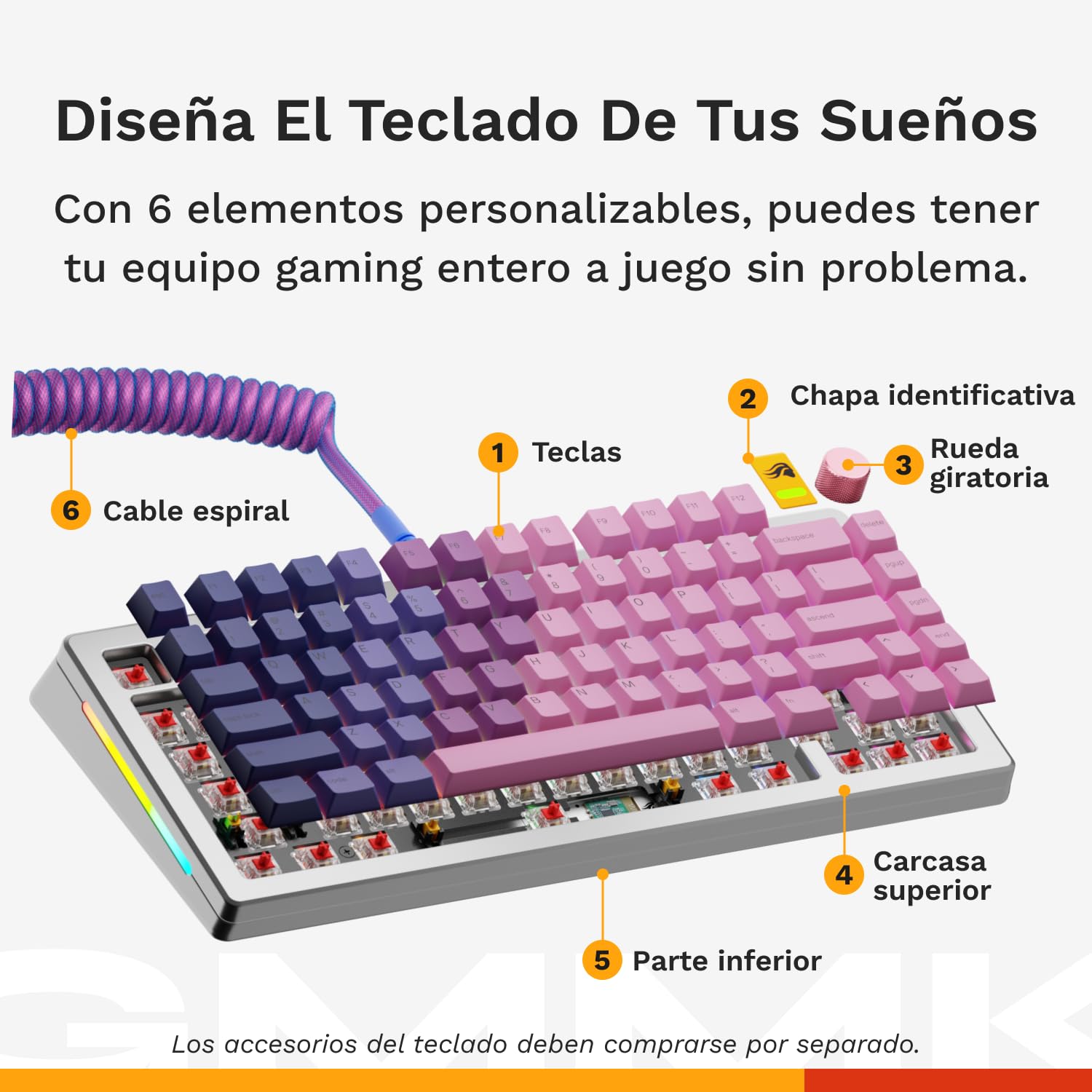 GLORIOUS GMMK 3 Pro 75% Teclado Mecánico Hot Swap QWERTY US | Carcasa de aluminio sólido, juntas modulares adaptables, mecanismos de cinco pines, sistema de amortiguación fonoabsorbente