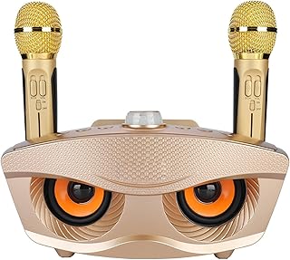 mumisuto Karaoke System Karaoke Microphone, Karaoke Machine with 2 Microphones, Bluetooth Speaker Home KTV Karaoke Bluetooth Speaker with Two Microphone(gold (color))