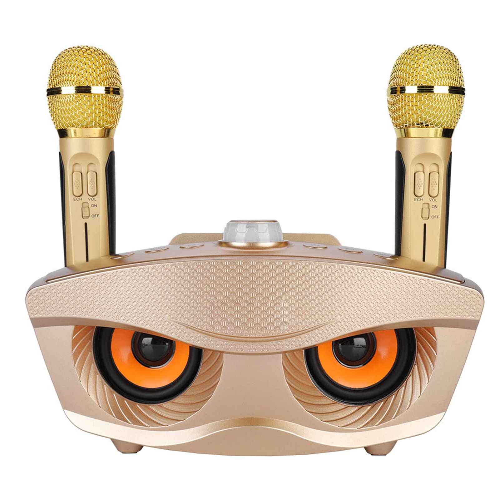 Urządzenie do Karaoke Dla Dorosłych I Dzieci Septpenta, Domowy Głośnik KTV Karaoke Bluetooth Z 2 Mikrofonami, Obsługa Kart Pamięci I Pamięci USB, Na Imprezę Domową(Złoto)