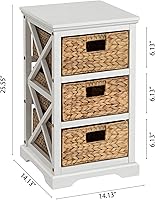 Vista 63 de Hampton Meadows - Armario de almacenamiento de mesa esquinera de 3 niveles en X con 3 cestas de mimbre, nogal