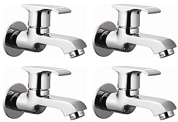 Drizzle Bib Cock Swift Brass Chrome Plated/Bathroom Taps/Quarter Turn Foam Flow Tap - Set of 4