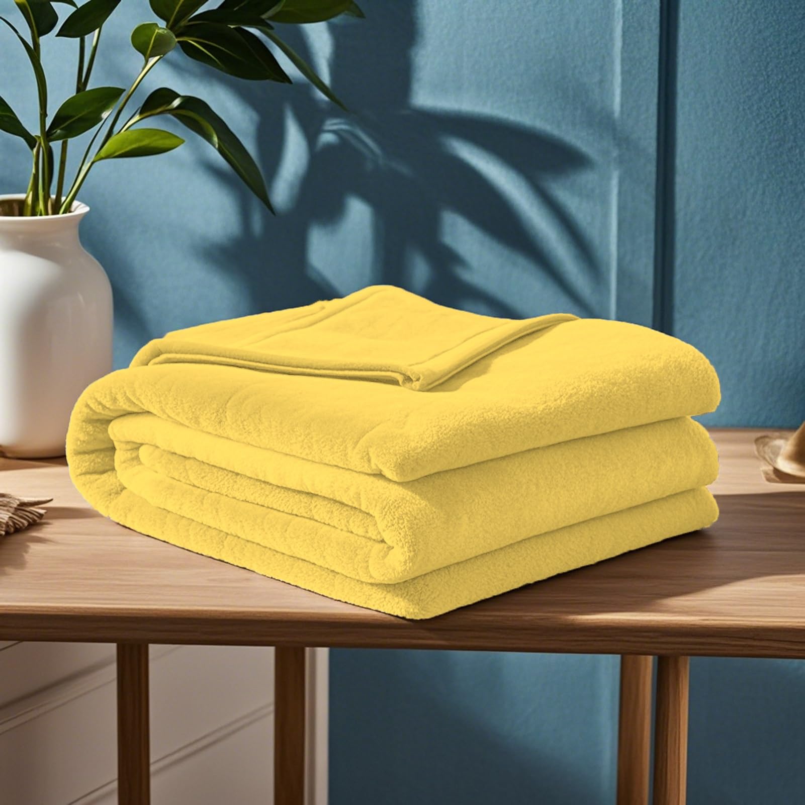 GOUTUI Manta Sherpa Cama 100 x 180 cm sin Arrugas Super Caliente Manta Sofa Invierno Poliéster para Toda Estación, Amarillo
