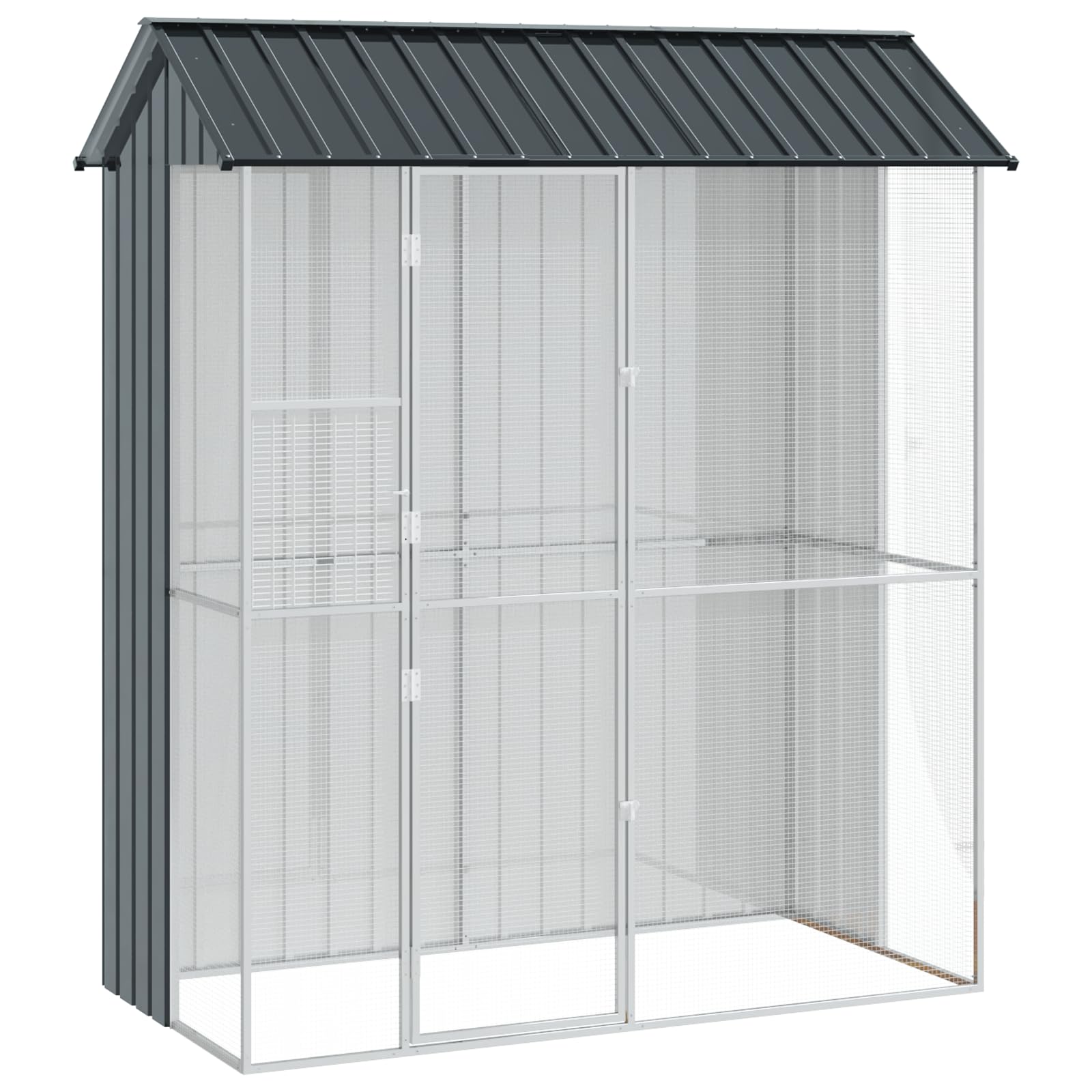 SKM Voliere Anthrazit 215x110x247 cm Stahl,Tier- & Haustierbedarf,Haustierbedarf,Vogelbedarf,Vogelkäfige & -ständer,Anthrazit,53.7KG,3325172